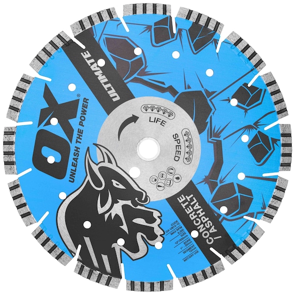 Ultimate Concrete/Asphalt 12'' Diamond Blade 12mm with 15mm undercut Segment - 1" - 20mm bore